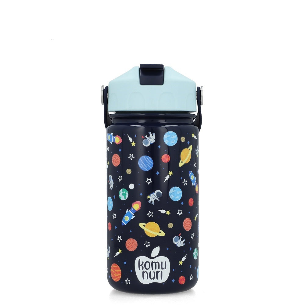 LeakProof Tritan Bento Box & Spill-Proof Insulated Water Bottle, Dishwasher Safe, BPA Free (Deep Blue - Space/Astronaut/Planets)