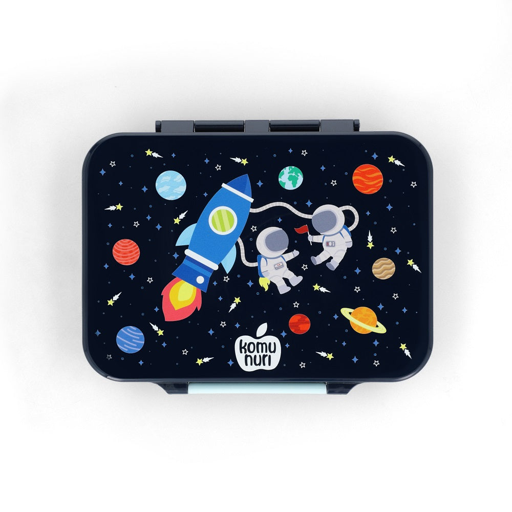 LeakProof Tritan Bento Box & Spill-Proof Insulated Water Bottle, Dishwasher Safe, BPA Free (Deep Blue - Space/Astronaut/Planets)