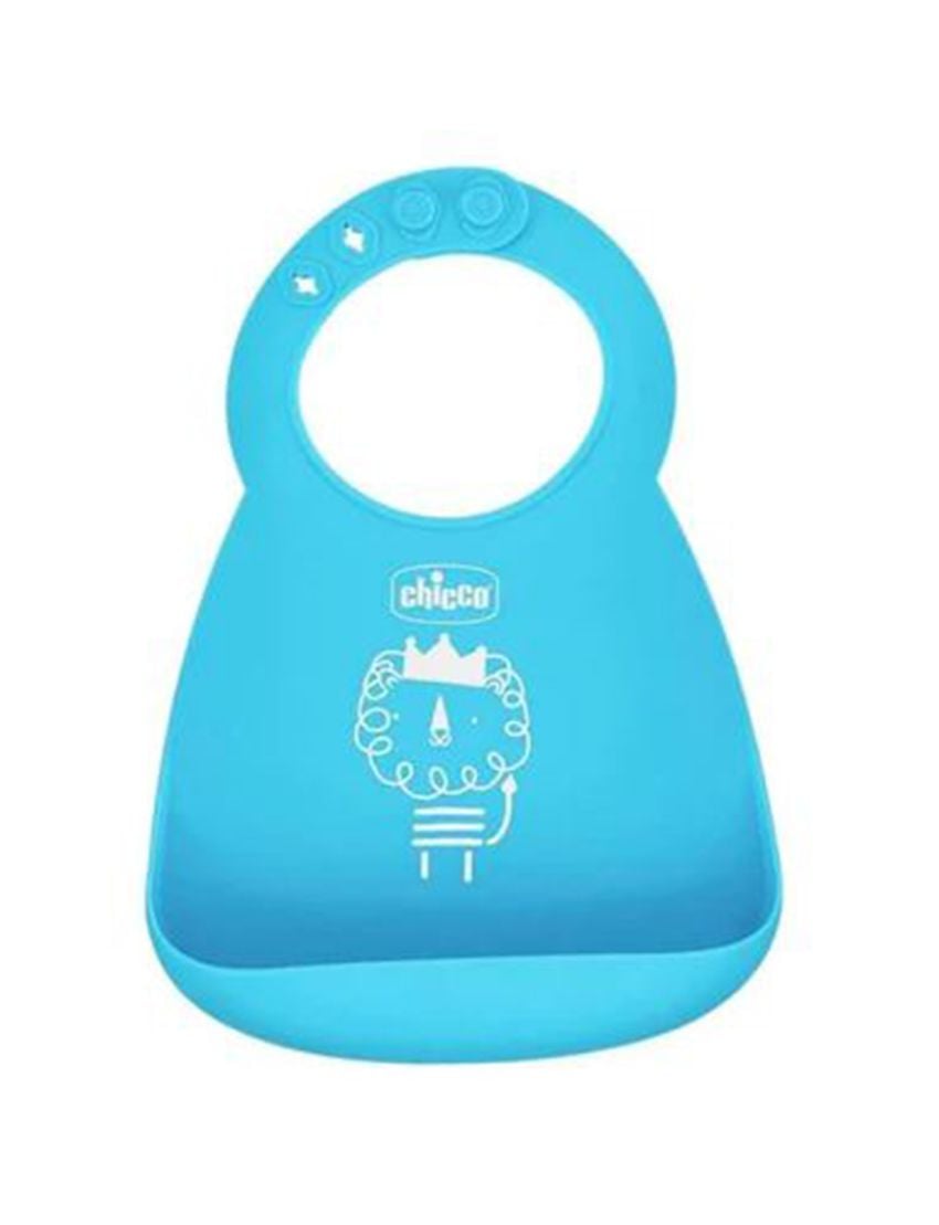 Silicone Bib With Crumble Catcher Blue