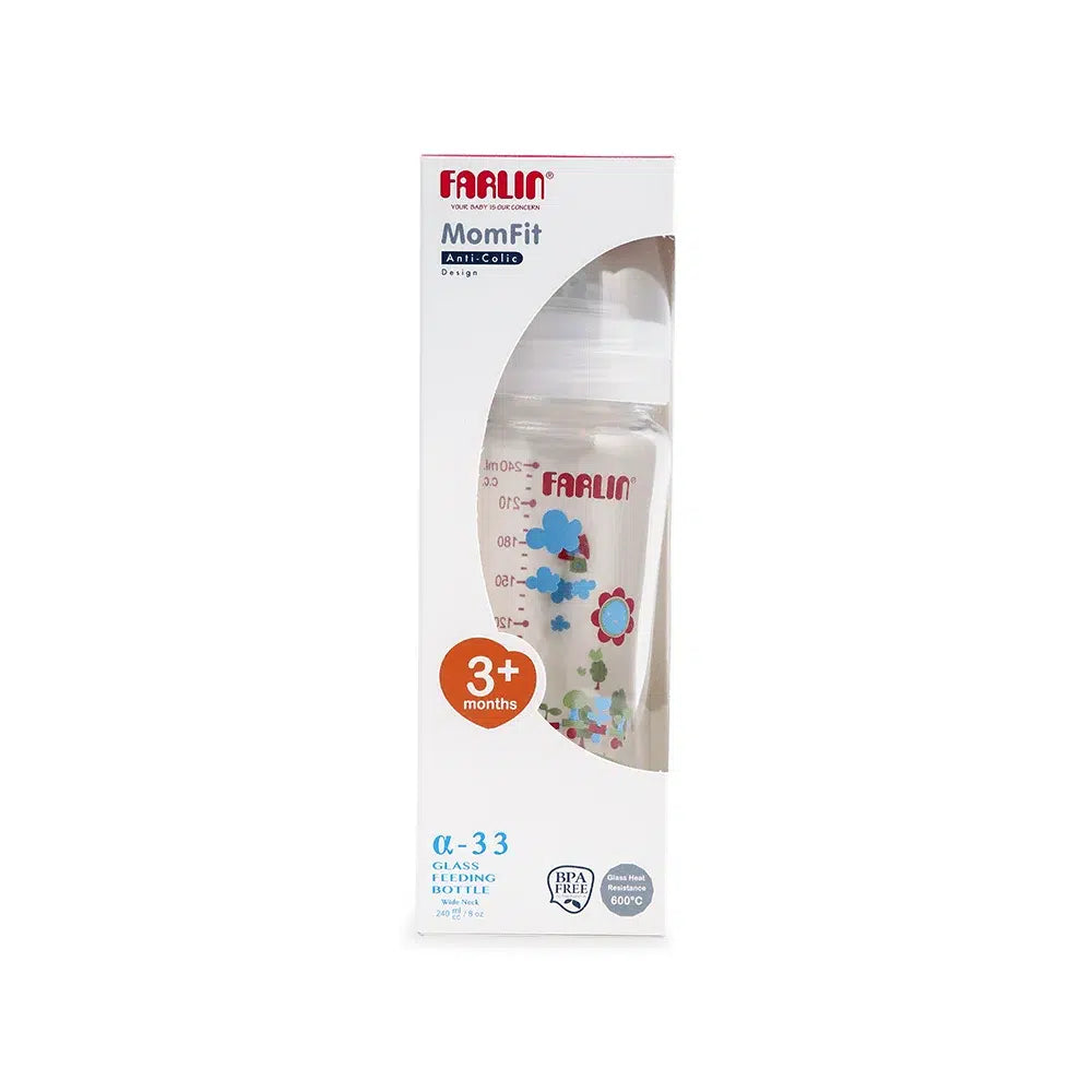 Farlin - Wide Neck Glass Feeding Bottle 240 Ml