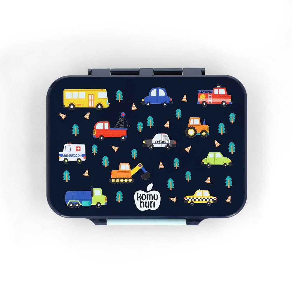 Premium Tritan LeakProof Bento Lunch Box - 4 or 5 Compartments - Deep Blue - Vehicles