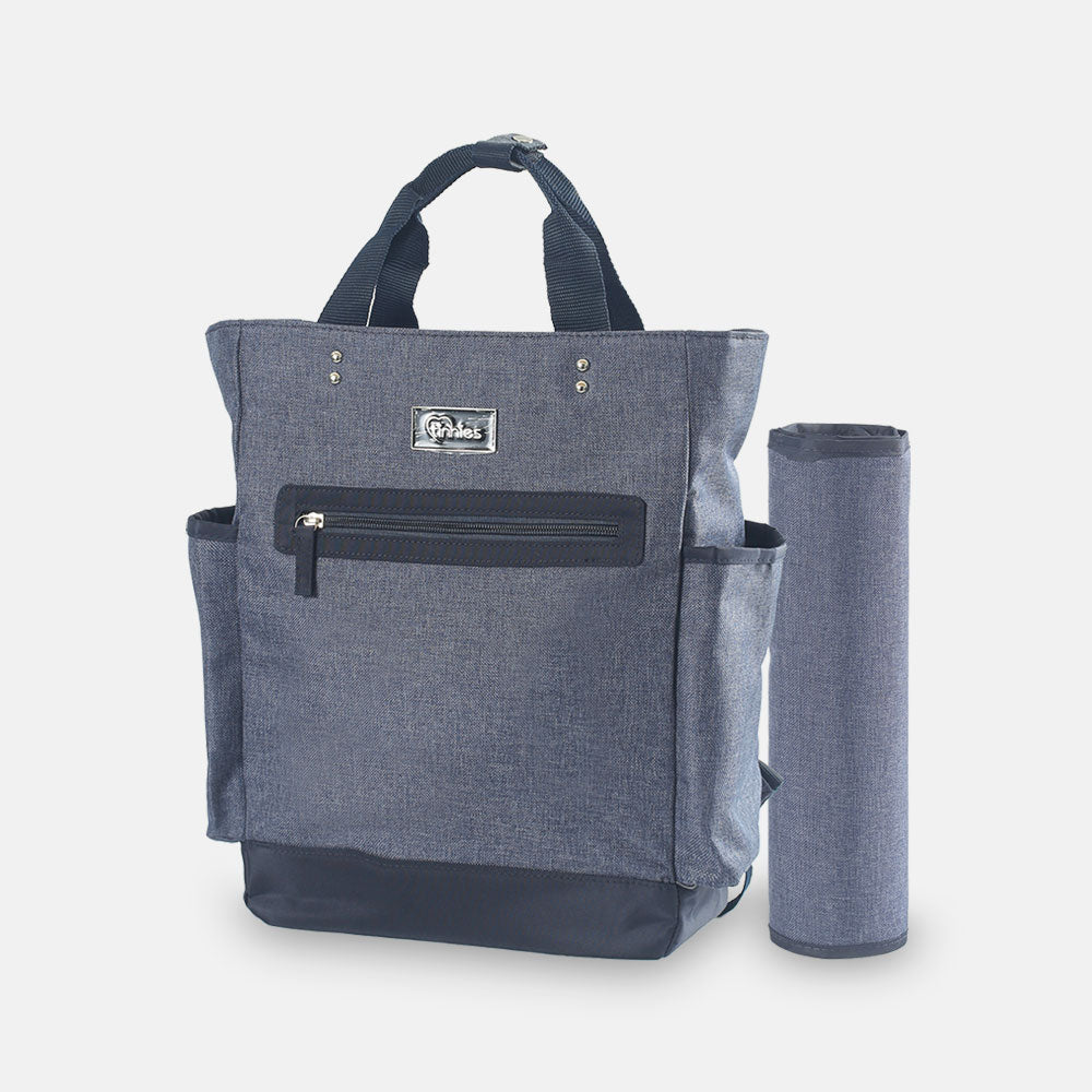 Tinnies Baby Diaper Bag Pack Minimal Textured Blue