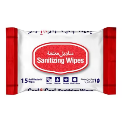 Cool &amp; Cool - Anti-Bacterial Sanitizing Wipes, 15-Pack