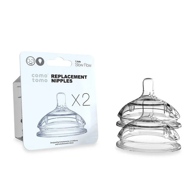 Comotomo - Silicone Replacement Nipples 0-3m Slow Flow 2pc