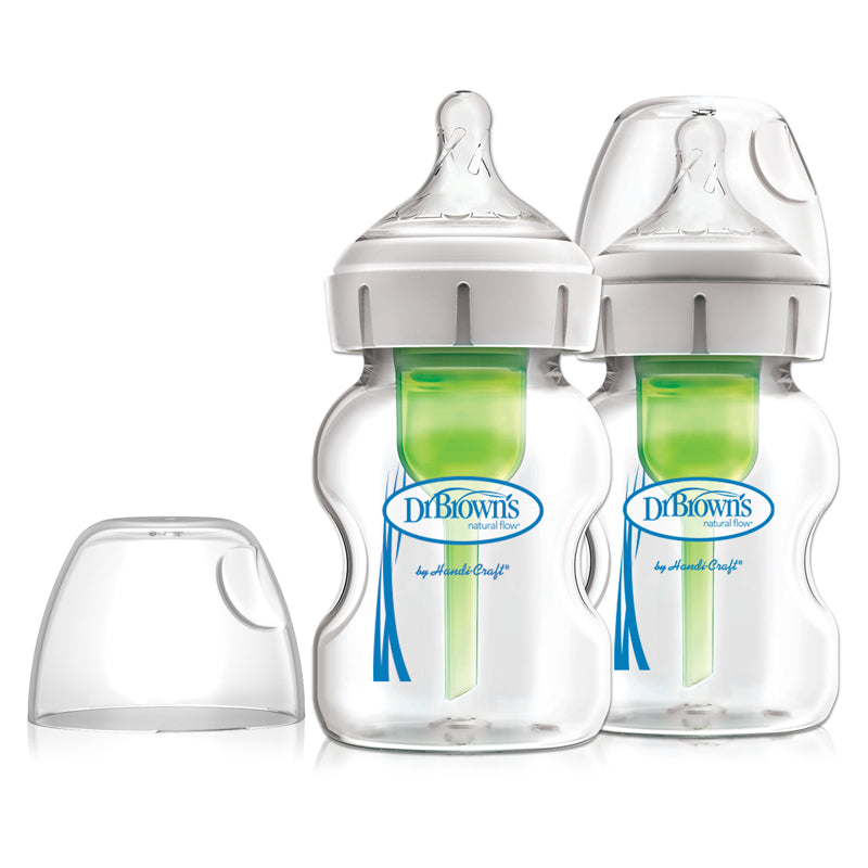 Dr Brown's Glass Wide-Neck Options Baby Bottle 2 Pack 5oz