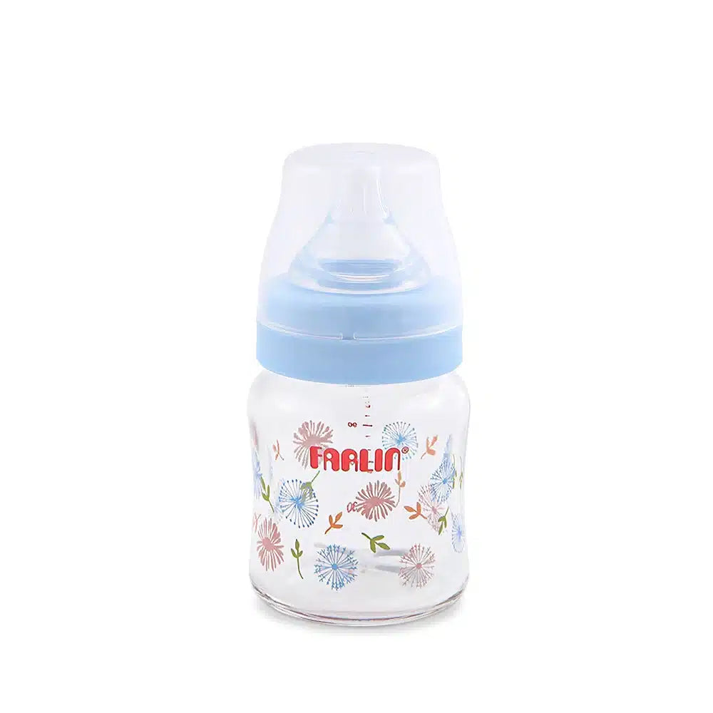 Farlin Wide-Neck Glass Feeding Bottle 120ml – Blue