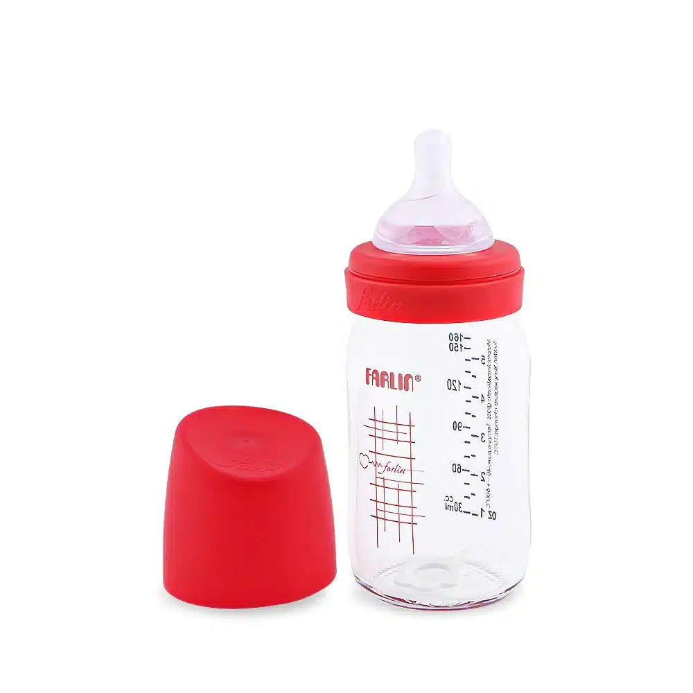 Farlin Wide-Neck Glass Feeding Bottle 160ml – Pink