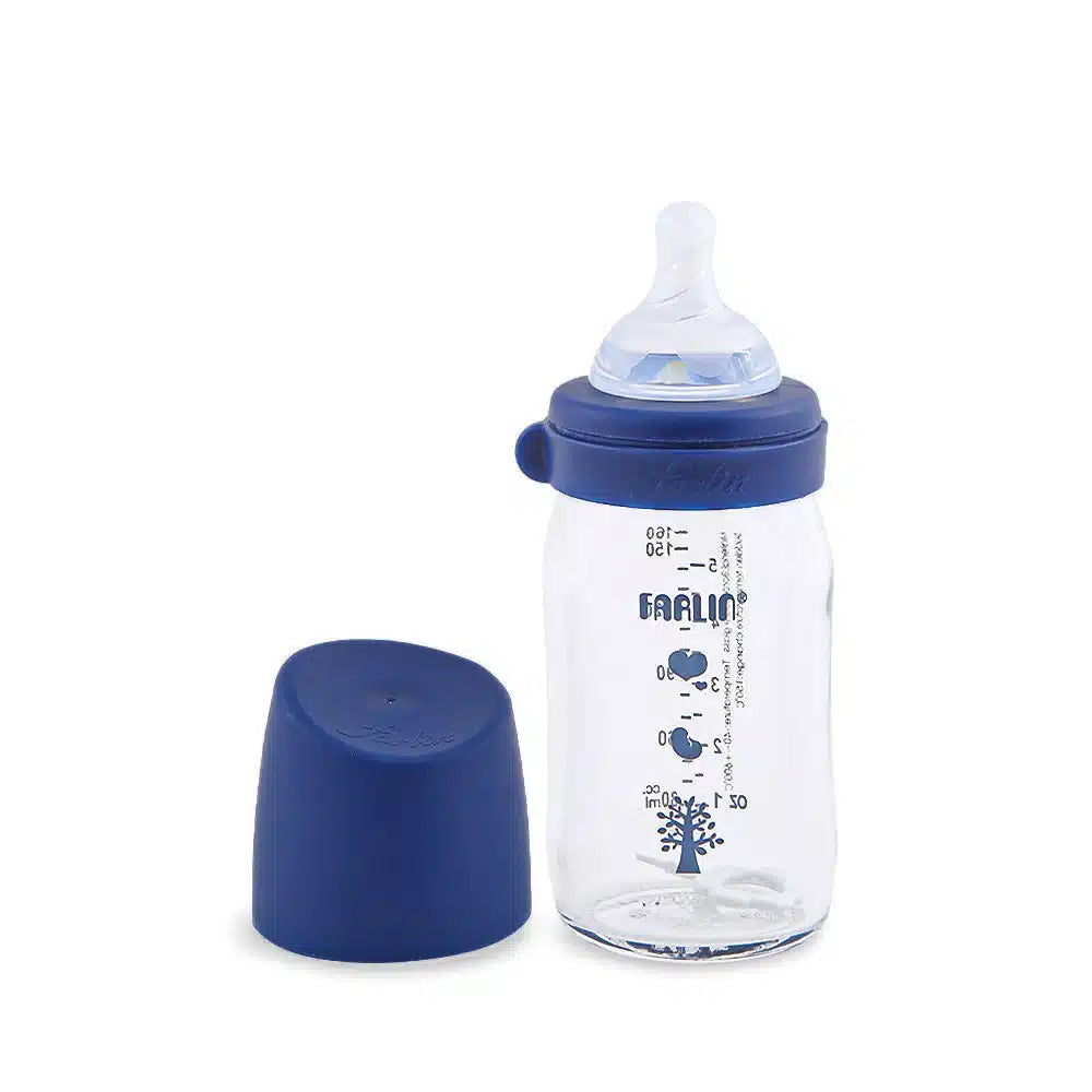 Farlin Wide-Neck Glass Feeding Bottle 160ml – Blue