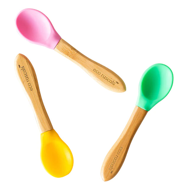 Eco Rascals Best Bamboo and Silicone Spoon Set Of 3