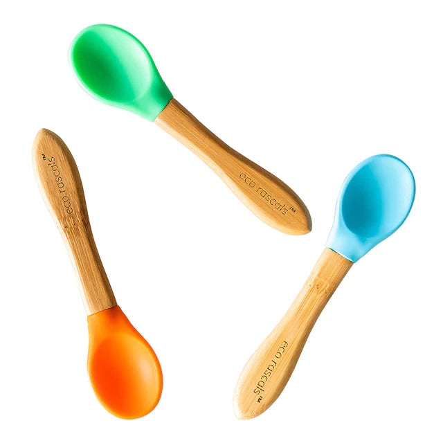 Eco Rascals Best Bamboo and Silicone Spoon Set Of 3