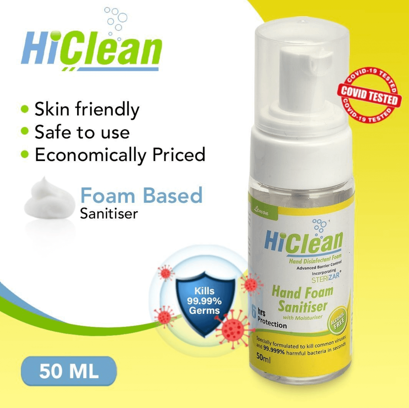 HiClean Hand Foam Sanitiser (Lemon) - 50ml