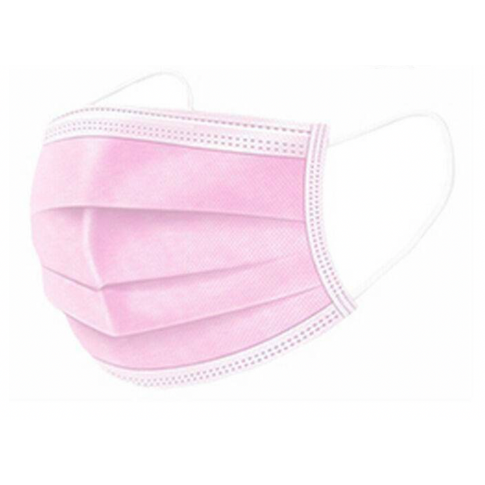 Pink Plain Hisaar Junior Disposable Face Mask 3-Ply, 50-Pack