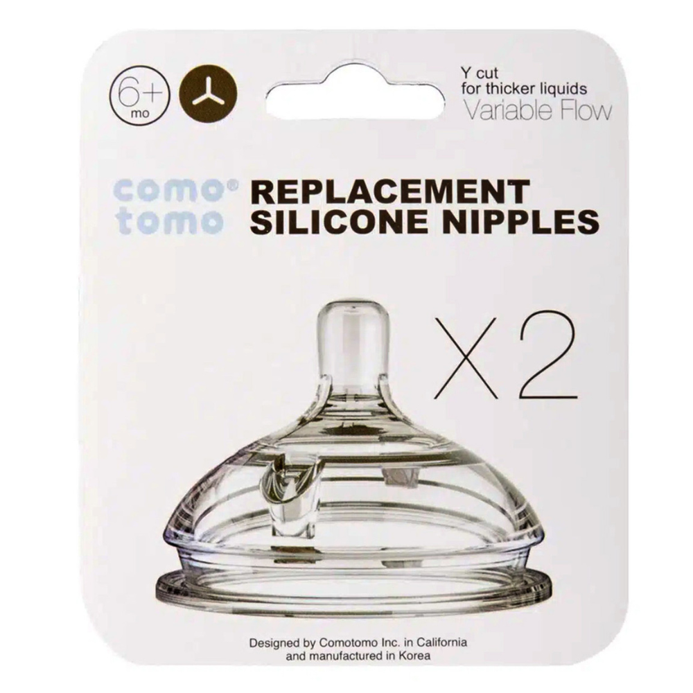 Comotomo - Silicone Replacement Nipple Y-cut 6m+ Variable Flow 2pc