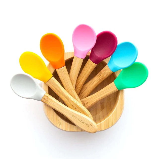 Eco Rascals Best Bamboo and Silicone Spoon Set Of 3